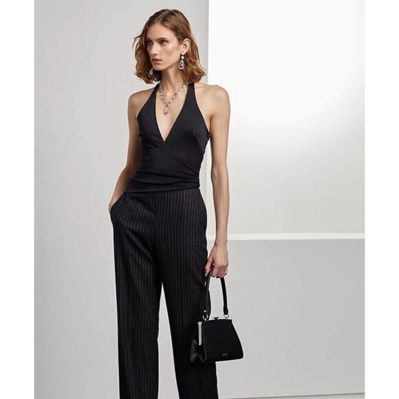 Ralph Lauren Collection Purple Label Halter Black Pinstripe Jumpsuit 4 S $2490 - Picture 4 of 10